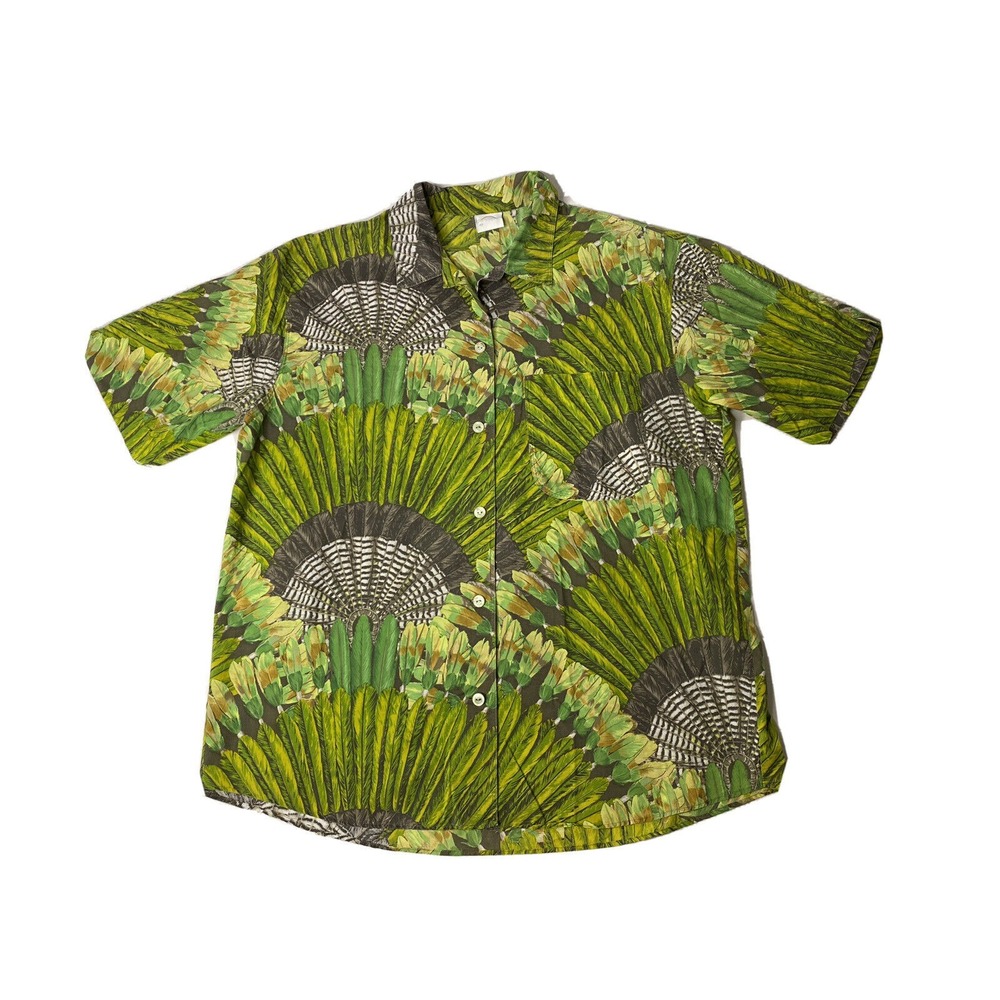 Bogner Resort Shirt Mens 40 Feather Print Luxury Coastal Preppy Button
